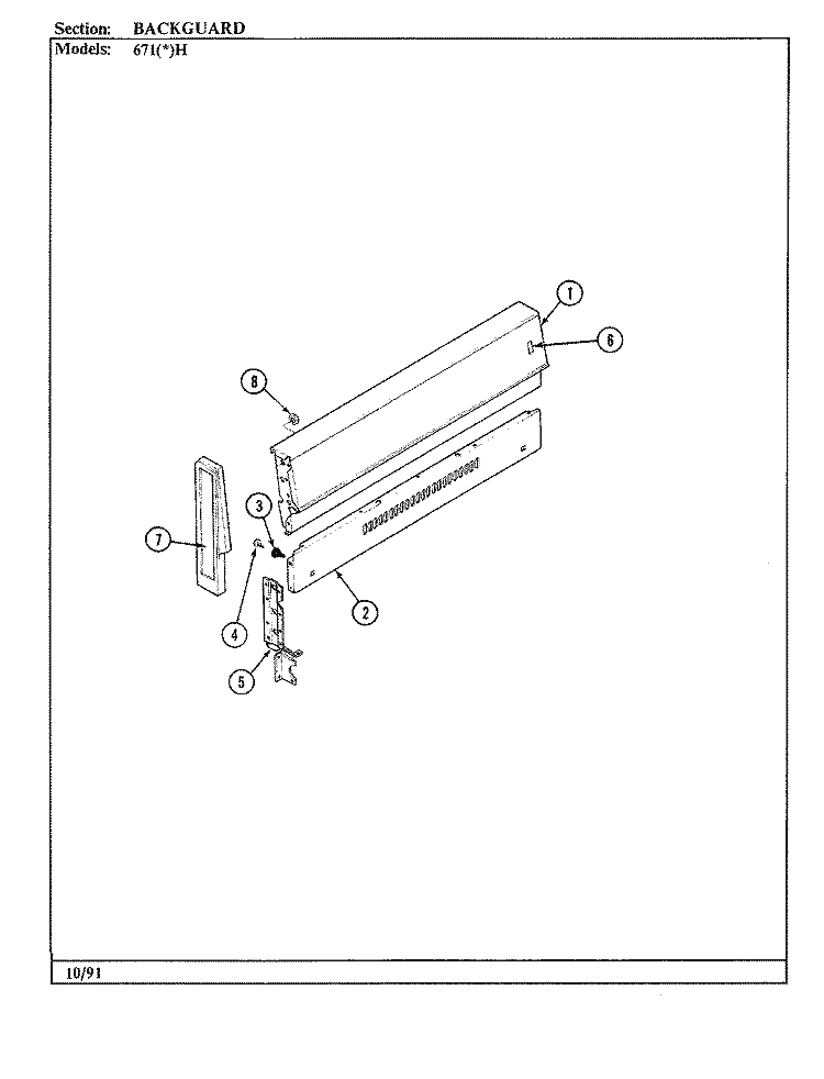 DOOR / DRAWER Diagram and Parts List for 674AJ-EKW  Admiral Range
