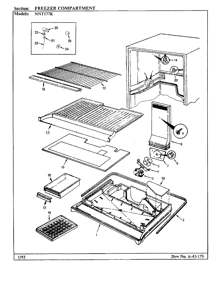 FREEZER COMPARTMENT Diagram and Parts List for NNT177K BC23A Maytag Refrigerator