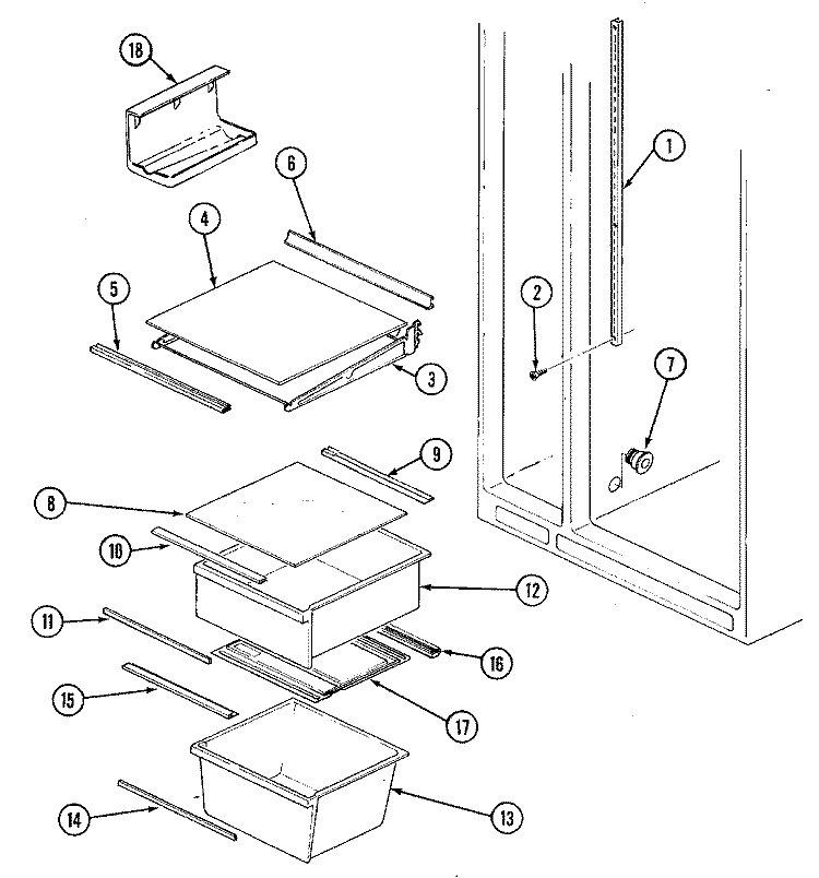 SHELVES & ACCESSORIES Diagram and Parts List for GS22Y8DA  Maytag Refrigerator