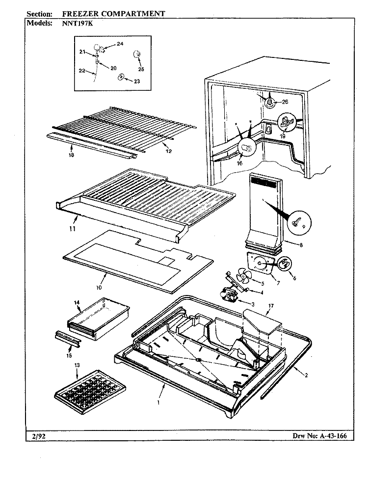FREEZER COMPARTMENT Diagram and Parts List for NNT197KH BC63A Admiral Refrigerator
