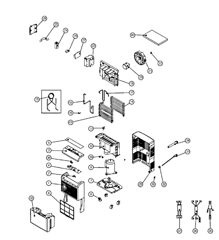 Dehumidifier Diagram and Parts List for 25150501011  Kenmore Dehumidifier