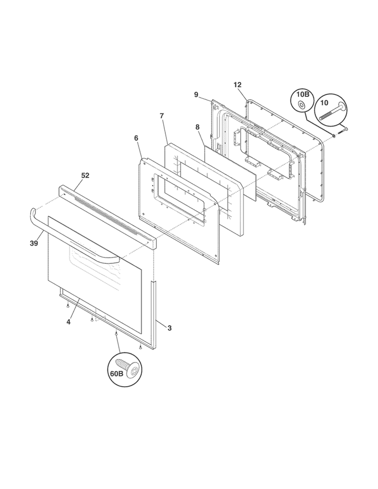Door Diagram and Parts List for CRG3150PWA  Crosley Range