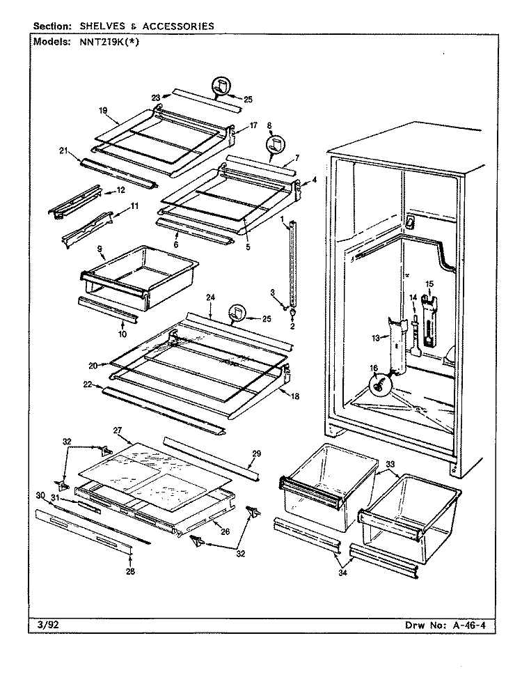SHELVES & ACCESSORIES Diagram and Parts List for NNT219KA BC80B Admiral Refrigerator