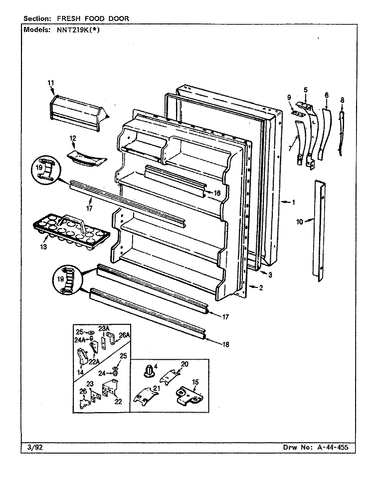 FRESH FOOD DOOR Diagram and Parts List for NNT219KA BC80B Admiral Refrigerator