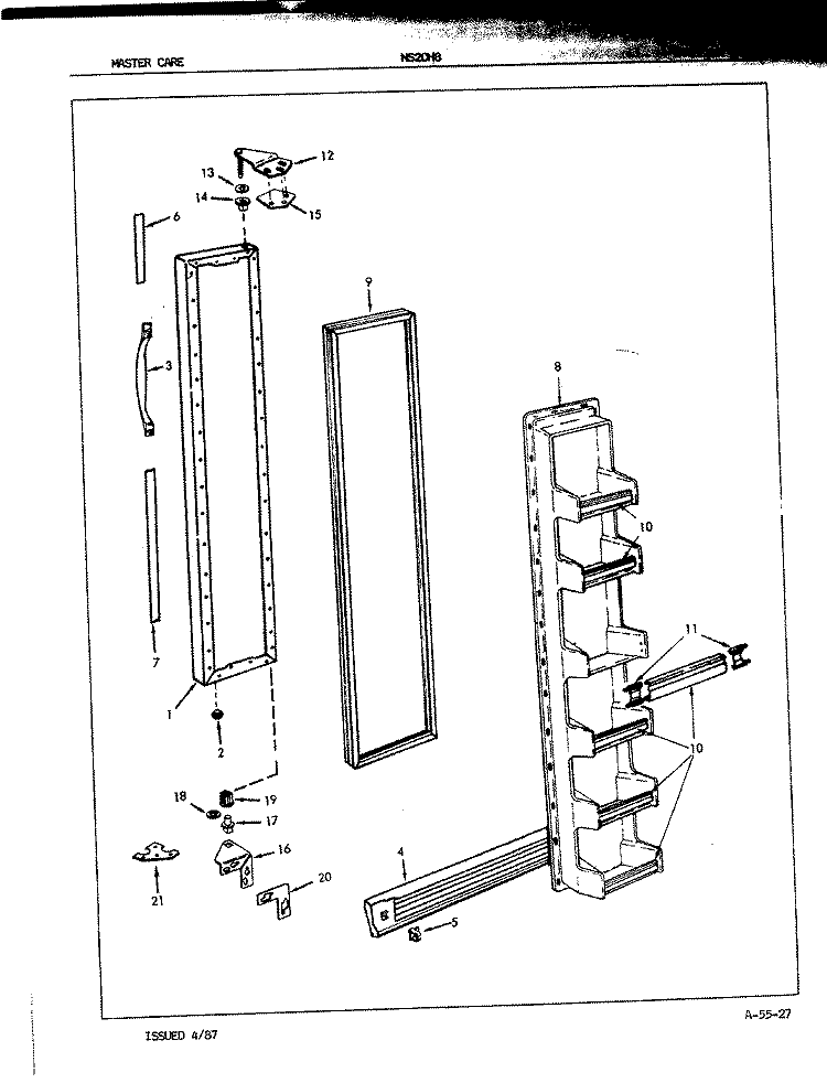 FREEZER DOOR Diagram and Parts List for NS20H8A 7L12A Admiral Refrigerator