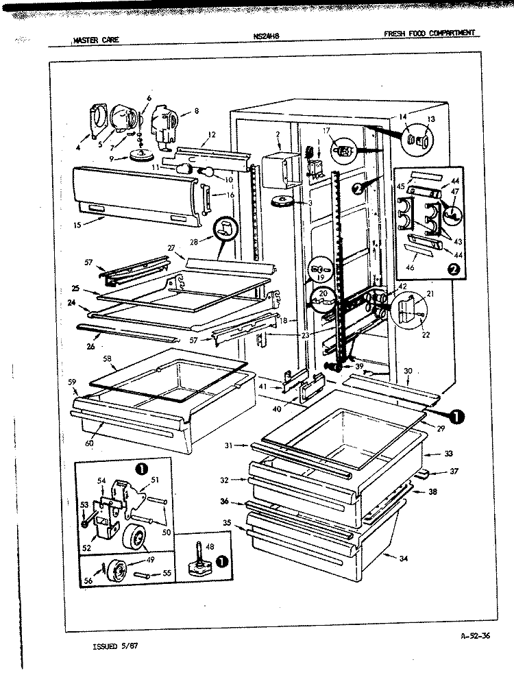 FRESH FOOD COMPARTMENT Diagram and Parts List for NS24H8 7L07A Admiral Refrigerator