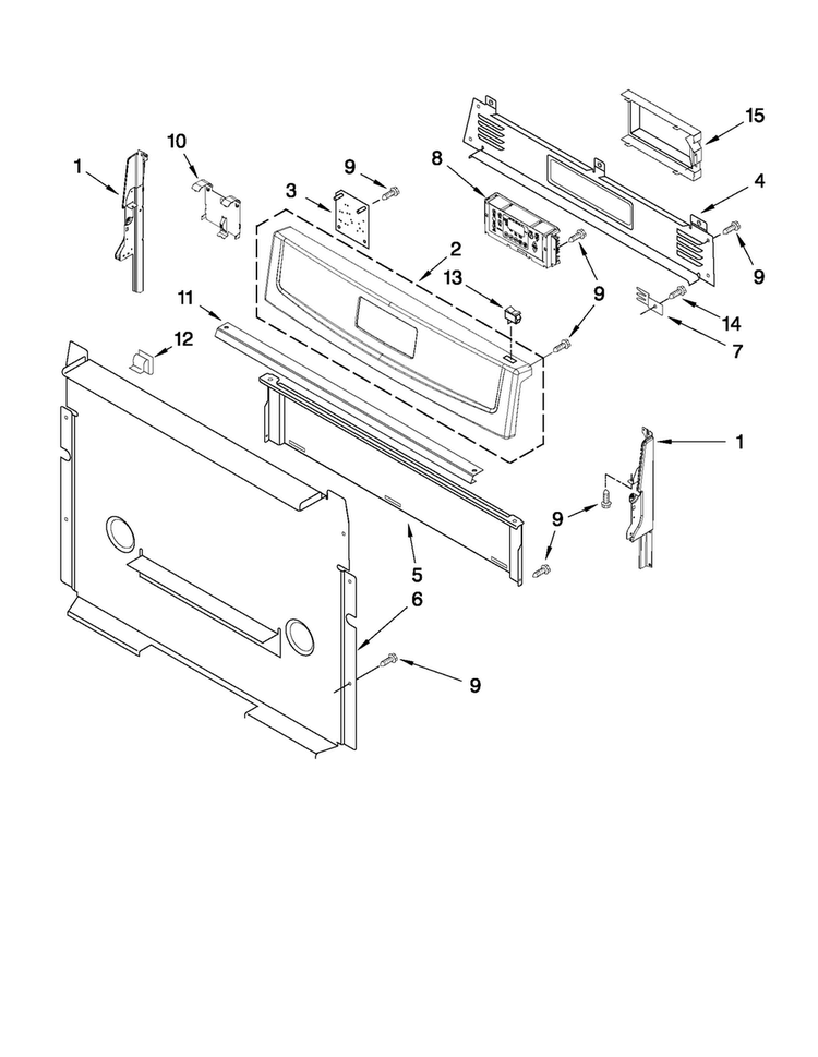 Control Panel Parts Diagram and Parts List for AGR6011VDB2  Amana Range