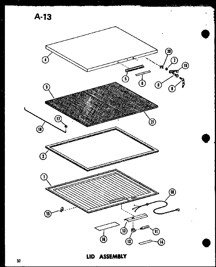 LID ASSY Diagram and Parts List for EC28F P6033069W Amana Freezer