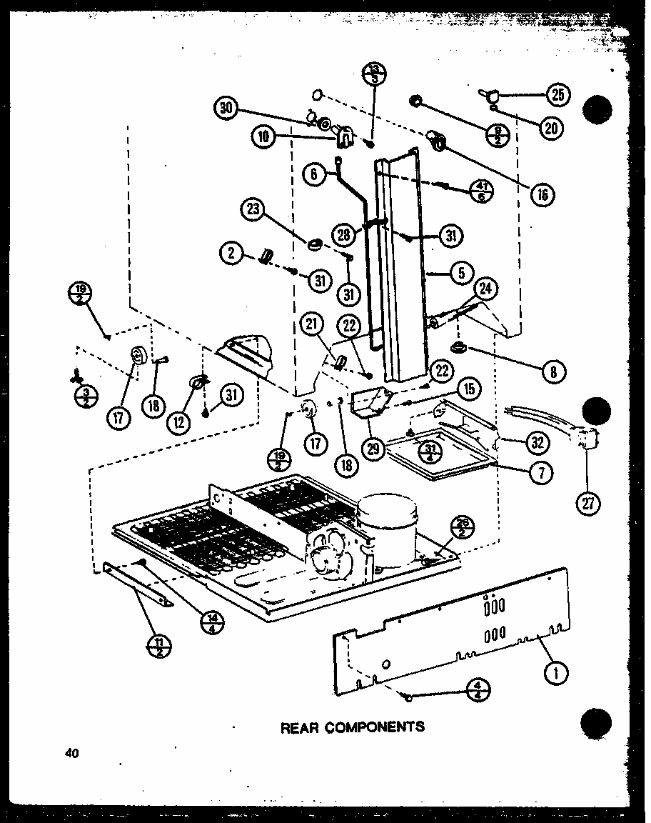 Rear Components (tm20n/p1102105w) (tm20n/p1102106w) Diagram and Parts List for TM18N-P1102104W  Amana Refrigerator