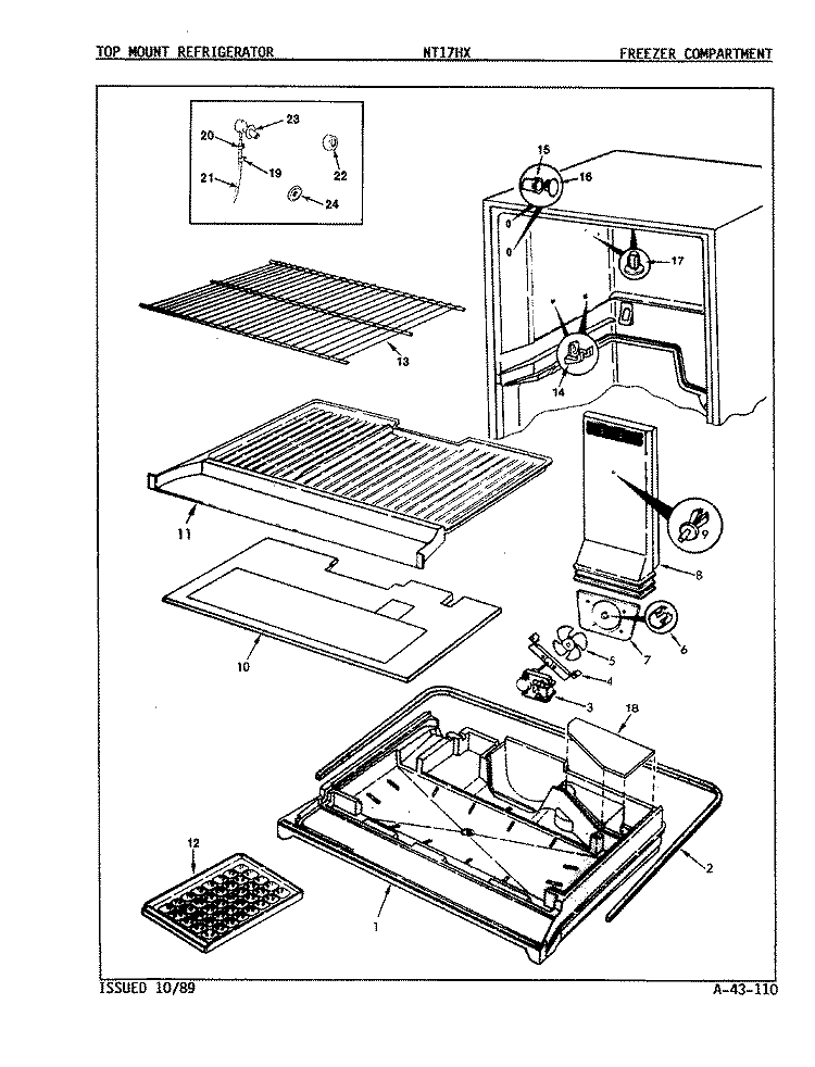 FREEZER COMPARTMENT Diagram and Parts List for NT17HX 9D02B International Refrigerator