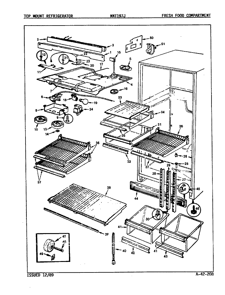 FRESH FOOD COMPARTMENT Diagram and Parts List for NNT197JA 9G49A Maytag Refrigerator
