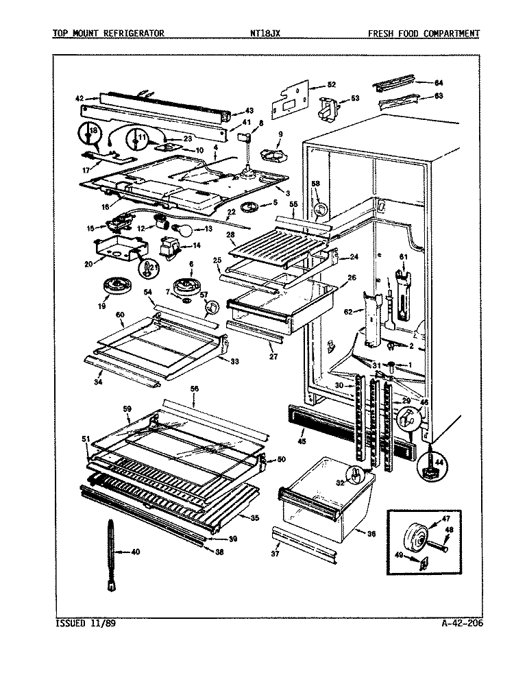 FRESH FOOD COMPARTMENT Diagram and Parts List for NT18JXH 9D05B Maytag Refrigerator