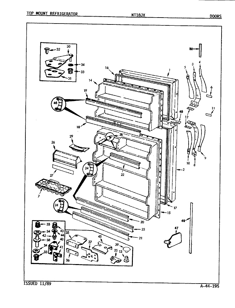 DOORS Diagram and Parts List for NT18JXH 9D05B Maytag Refrigerator