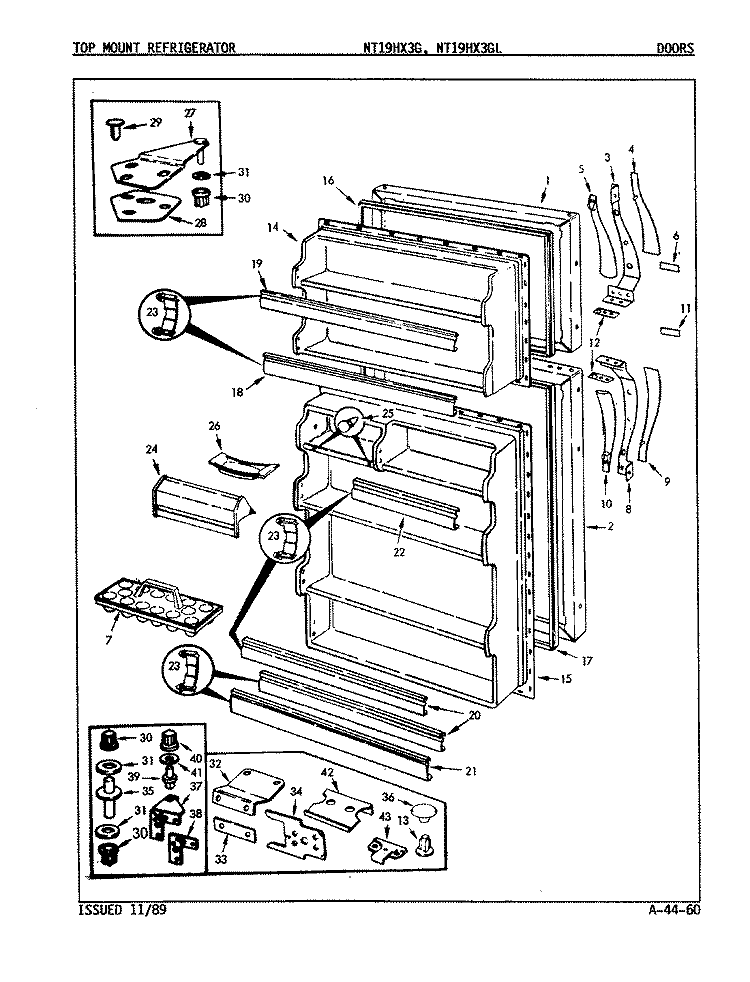 DOORS Diagram and Parts List for NT19HX3GA 9D45B Maytag Refrigerator