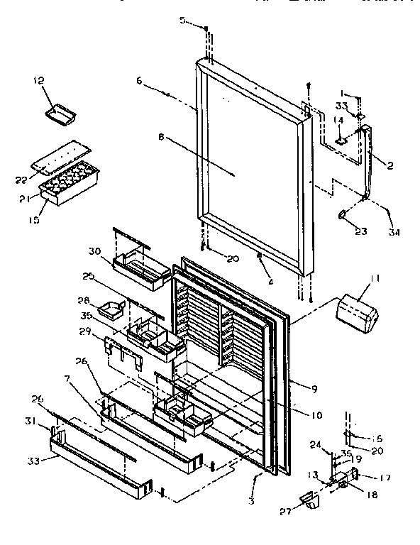 Refrigerator Door Diagram and Parts List for TR21S4E-1196104WE  Amana Refrigerator