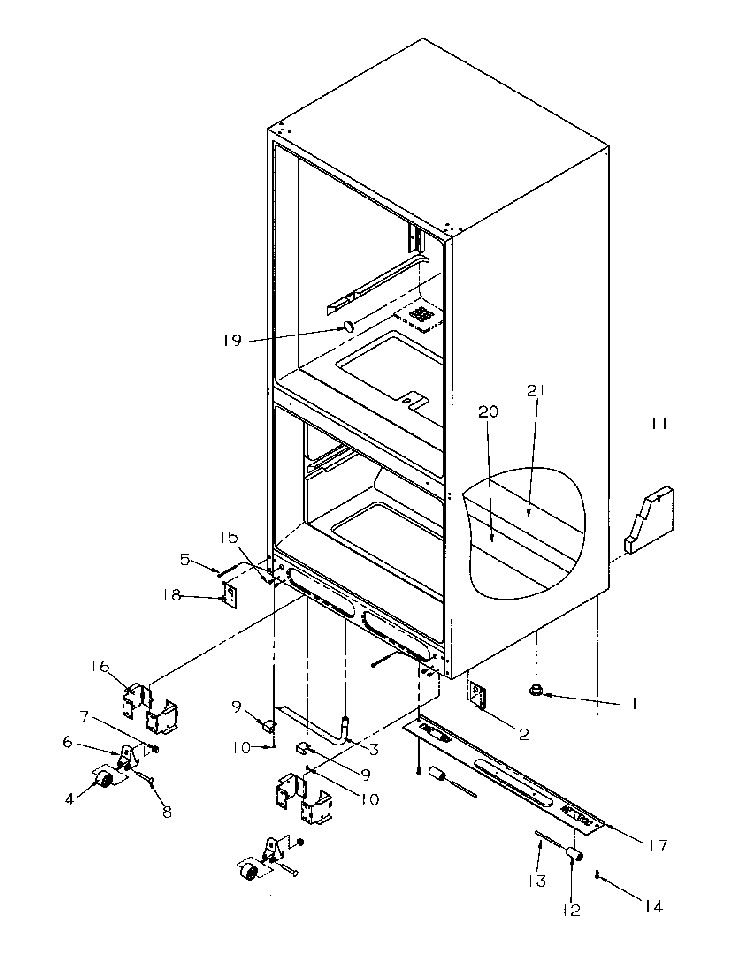 Rollers/drain Tube Diagram and Parts List for BR22S6E-P1196703WE  Amana Refrigerator