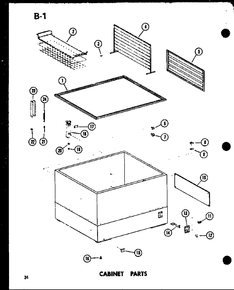 CABINET PARTS Diagram and Parts List for EC28F P6033069W Amana Freezer
