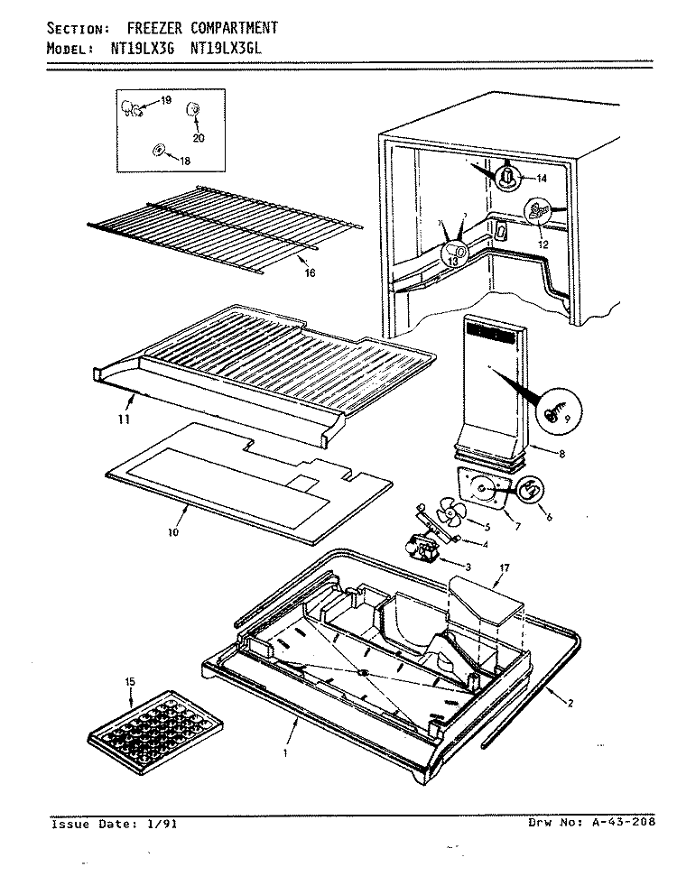 FREEZER COMPARTMENT Diagram and Parts List for NT19LX3GH AF69A Maytag Refrigerator