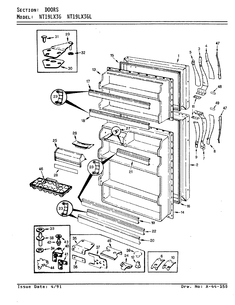 DOORS Diagram and Parts List for NT19LX3GA AF69A Maytag Refrigerator