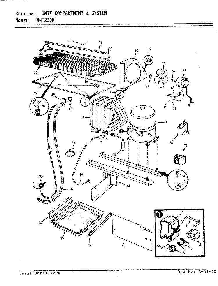 UNIT COMPARTMENT & SYSTEM Diagram and Parts List for NNT239KA AC95A Admiral Refrigerator