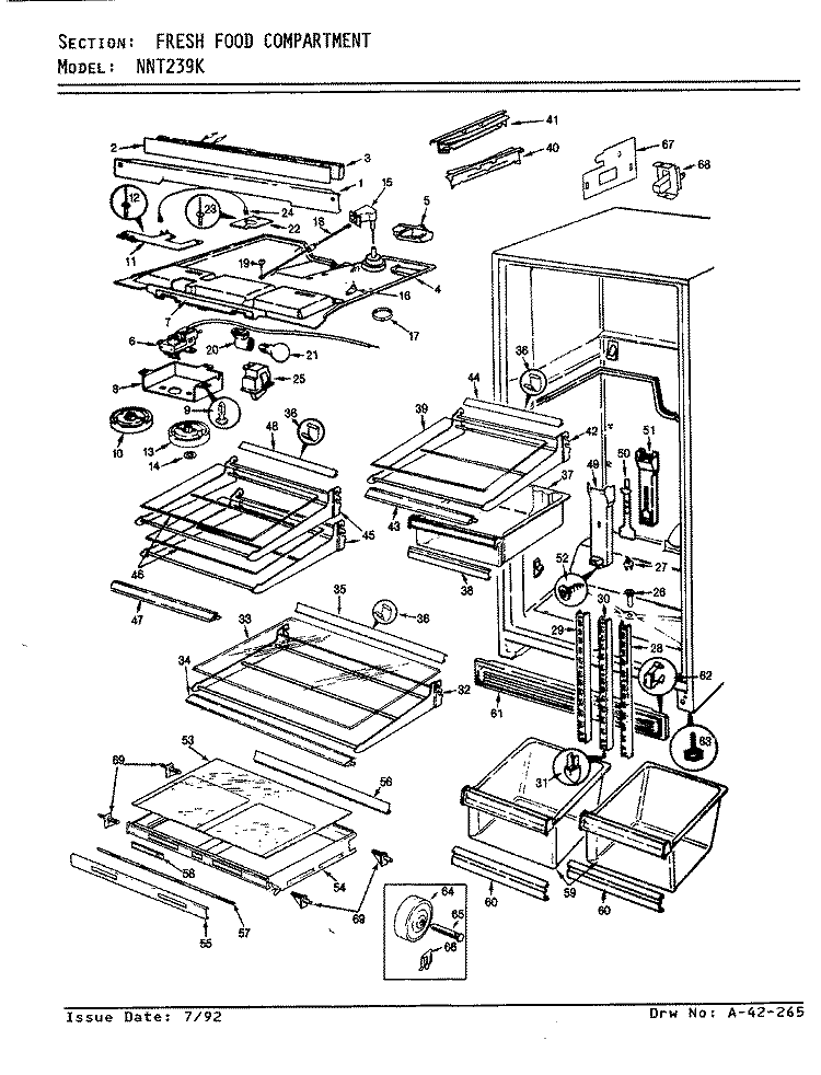 FRESH FOOD COMPARTMENT Diagram and Parts List for NNT239KA AC95A Admiral Refrigerator