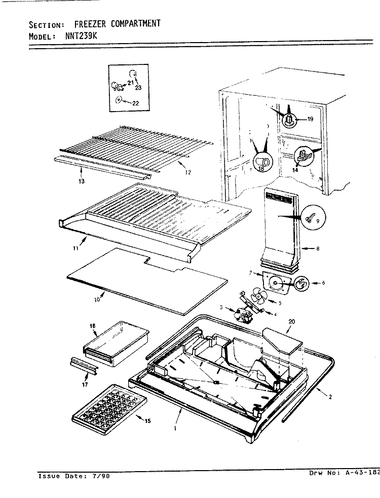 FREEZER COMPARTMENT Diagram and Parts List for NNT239KA AC95A Admiral Refrigerator