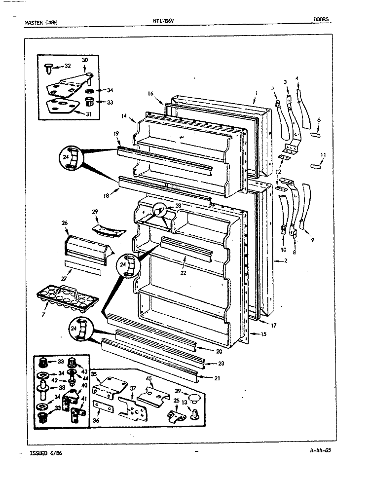 DOORS Diagram and Parts List for NT17B6VA 5A70A Admiral Refrigerator