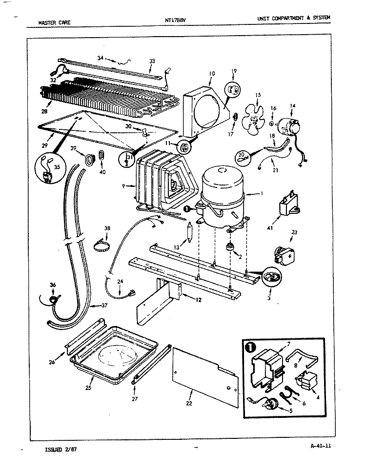 UNIT COMPARTMENT & SYSTEM Diagram and Parts List for NT17B8VH 5A71A Admiral Refrigerator
