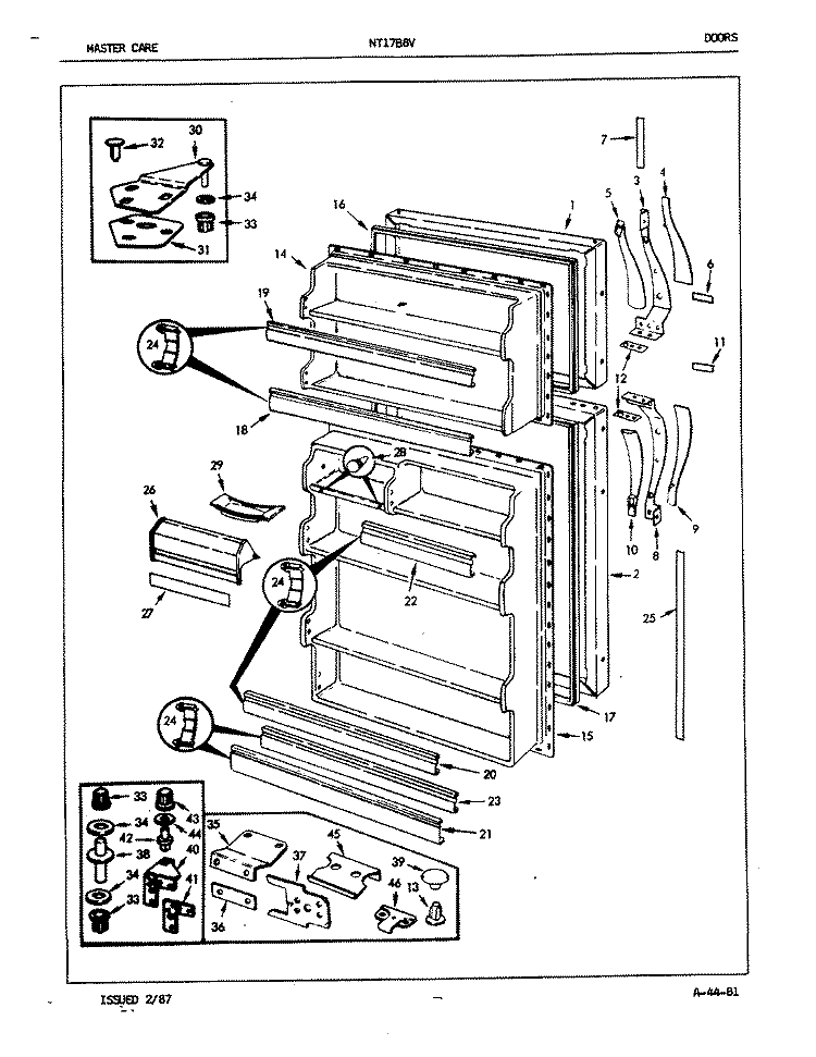 DOORS Diagram and Parts List for NT17B8VA 5A71A Admiral Refrigerator