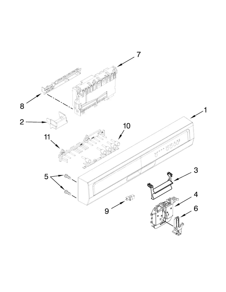 Control Panel And Latch Parts Diagram and Parts List for ADB1400PYB5  Amana Dishwasher