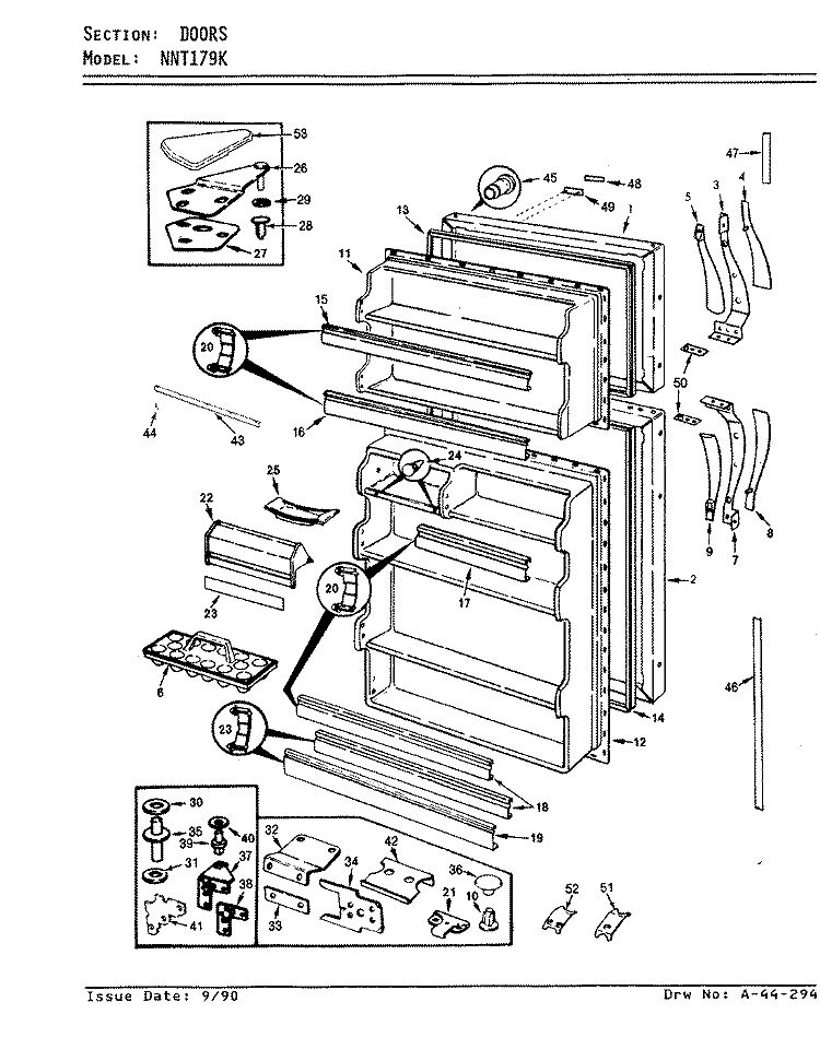 DOORS Diagram and Parts List for NNT179KA AC25A Admiral Refrigerator