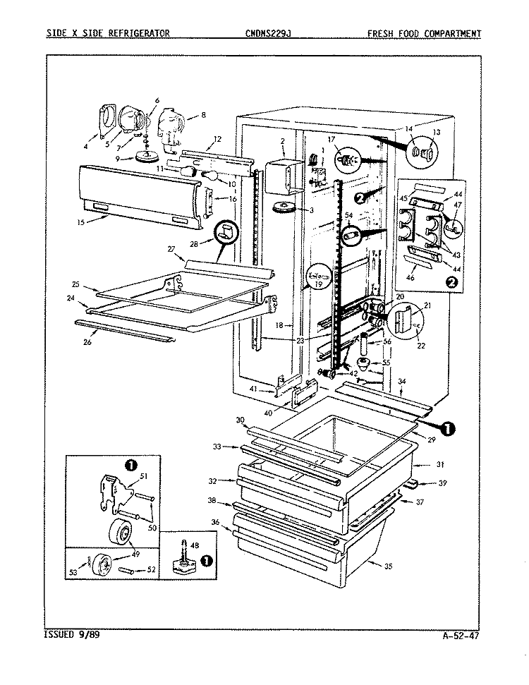 FRESH FOOD COMPARTMENT Diagram and Parts List for CNDNS229JA 8L11B Maytag Refrigerator