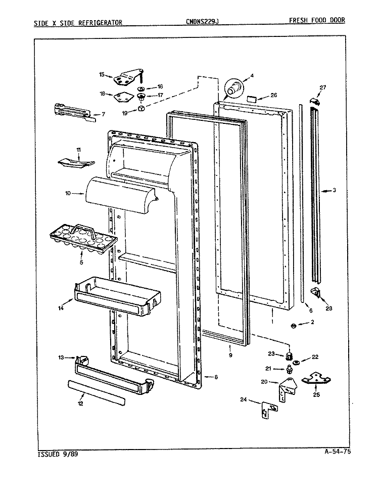 FRESH FOOD DOOR Diagram and Parts List for CNDNS229JA 8L11B Maytag Refrigerator