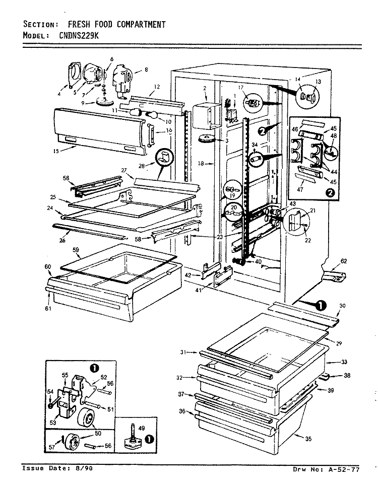 FRESH FOOD COMPARTMENT Diagram and Parts List for CNDNS229KA AP34A Admiral Refrigerator