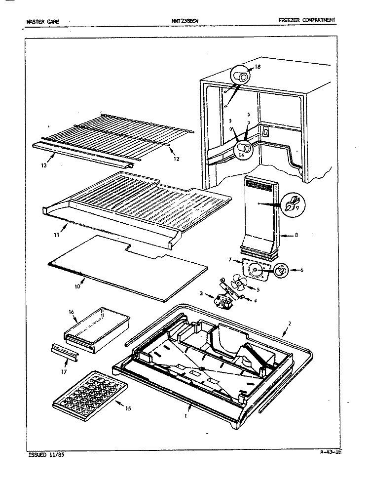 FREEZER COMPARTMENT Diagram and Parts List for NNT238BSVH 5A60A Maytag Refrigerator