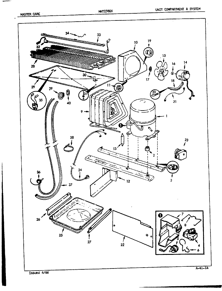 UNIT COMPARTMENT & SYSTEM Diagram and Parts List for NNT238GXH 5E49A Maytag Refrigerator