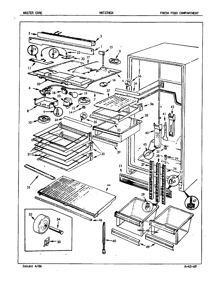 FRESH FOOD COMPARTMENT Diagram and Parts List for NNT238GXA 5E49A Maytag Refrigerator