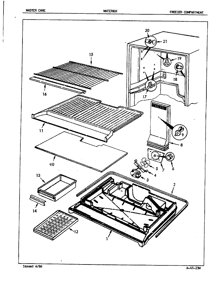 FREEZER COMPARTMENT Diagram and Parts List for NNT238GXH 5E49A Maytag Refrigerator
