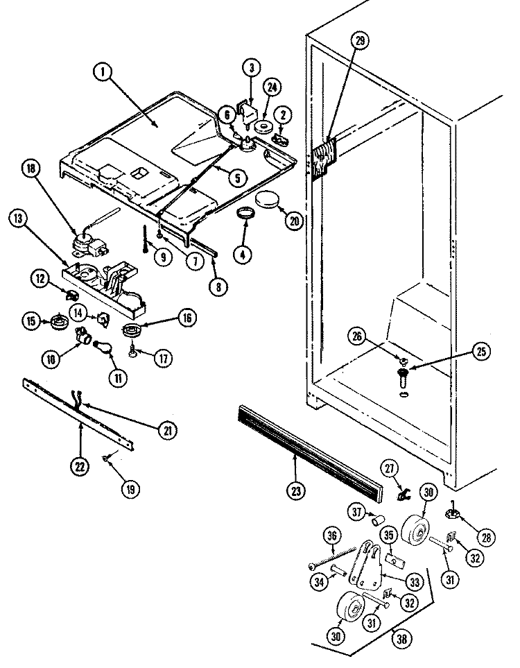 FRESH FOOD COMPARTMENT Diagram and Parts List for JRTE198A  Jenn-Air Refrigerator