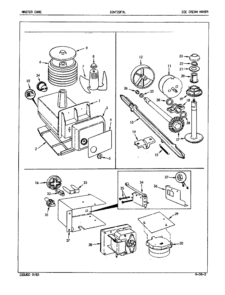 ICE CREAM MAKER Diagram and Parts List for ICNT22F9LH 5B53B Admiral Refrigerator