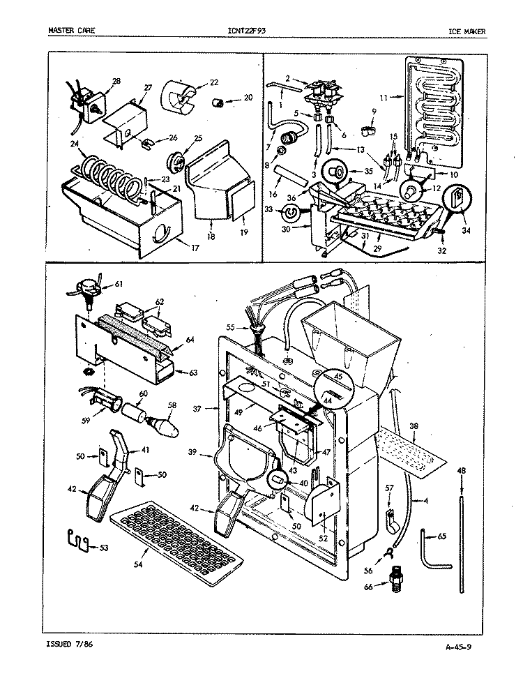ICE MAKER Diagram and Parts List for ICNT22F93A 5B78B Admiral Refrigerator