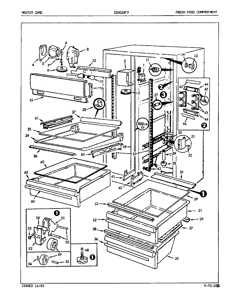 FRESH FOOD COMPARTMENT Diagram and Parts List for ICNS24F9 5L51A Admiral Refrigerator