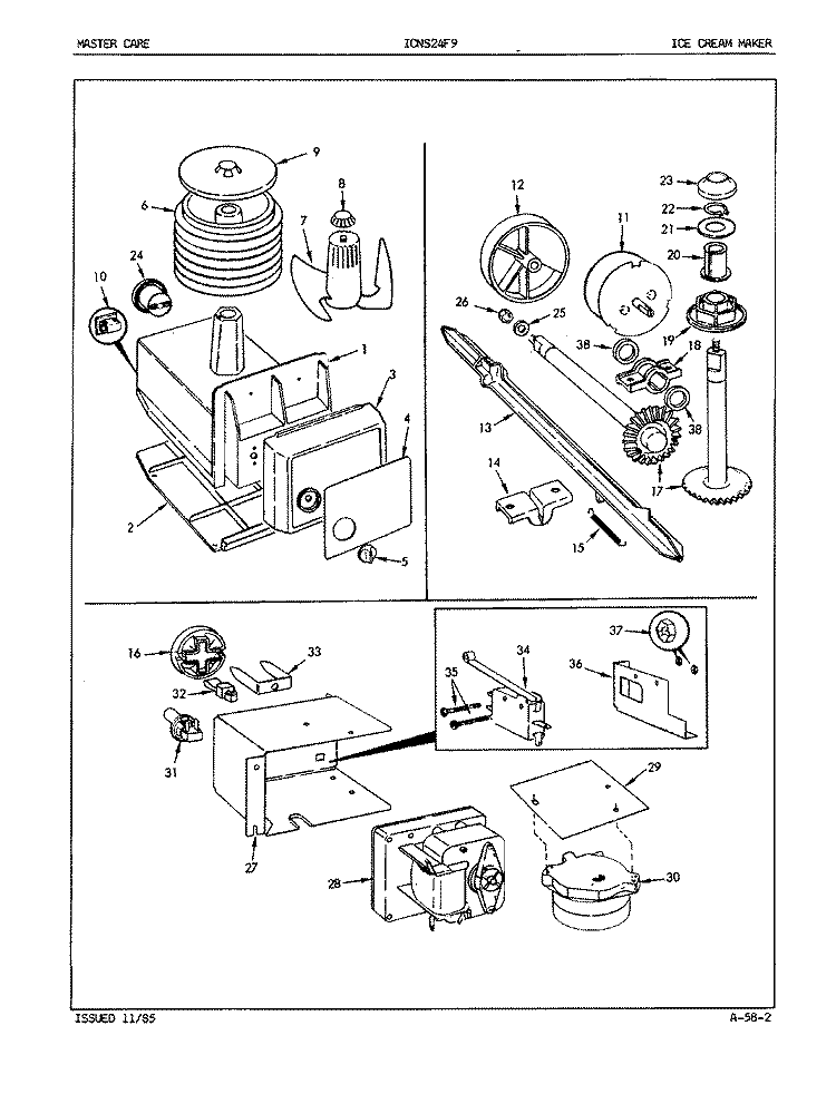 ICE CREAM MAKER Diagram and Parts List for ICNS24F9 5L51A Admiral Refrigerator