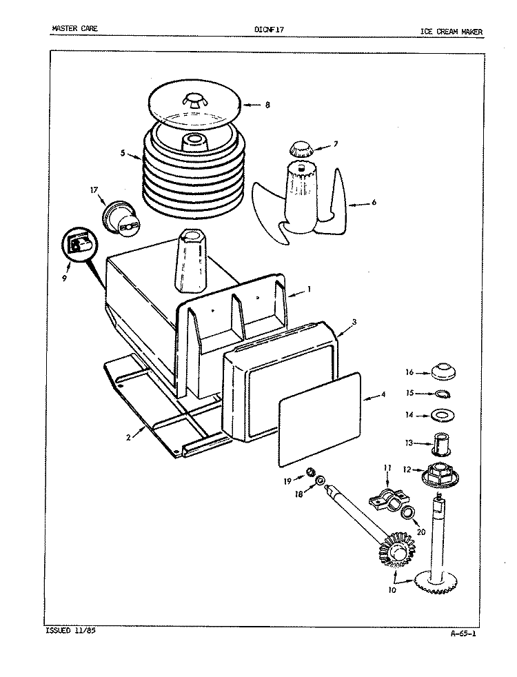ICE CREAM MAKER Diagram and Parts List for DICNF17 EY45B Maytag Freezer