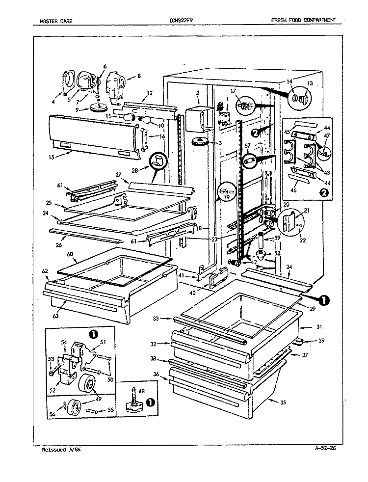 FRESH FOOD COMPARTMENT Diagram and Parts List for ICNS22F9A 5L47A Admiral Refrigerator