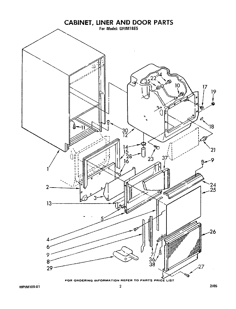 CABINET, LINER & DOOR Diagram and Parts List for GFIM18E5  Maytag Ice Maker