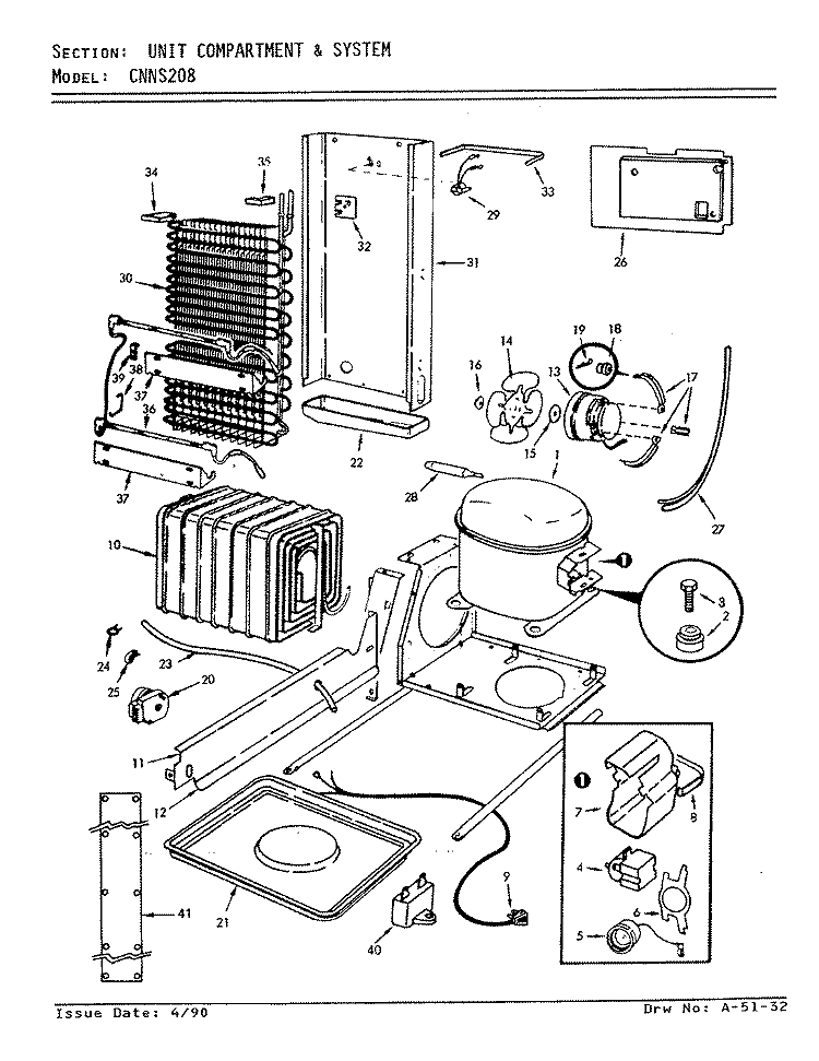 UNIT COMPARTMENT & SYSTEM Diagram and Parts List for CNNS208 9T01B Maytag Refrigerator