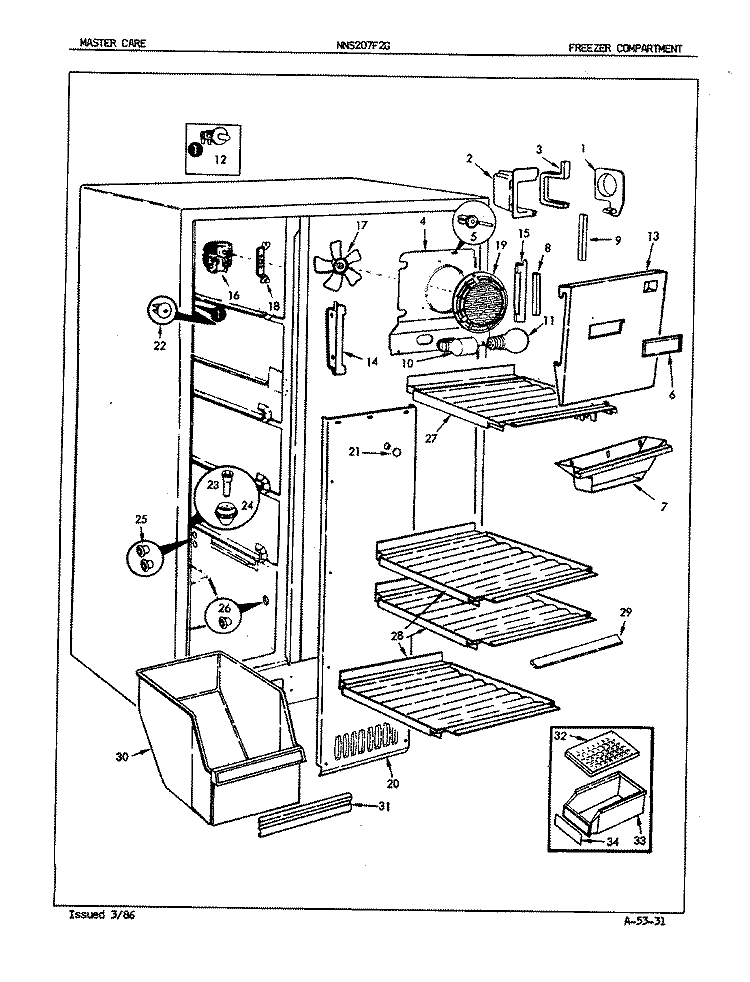 FRESH FOOD DOOR Diagram and Parts List for NNS207F2GA 5N78A Crosley Refrigerator