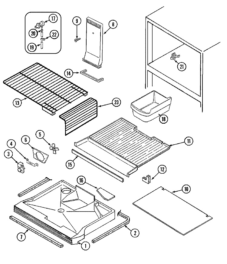 FREEZER COMPARTMENT Diagram and Parts List for RB213TFV  Amana Refrigerator