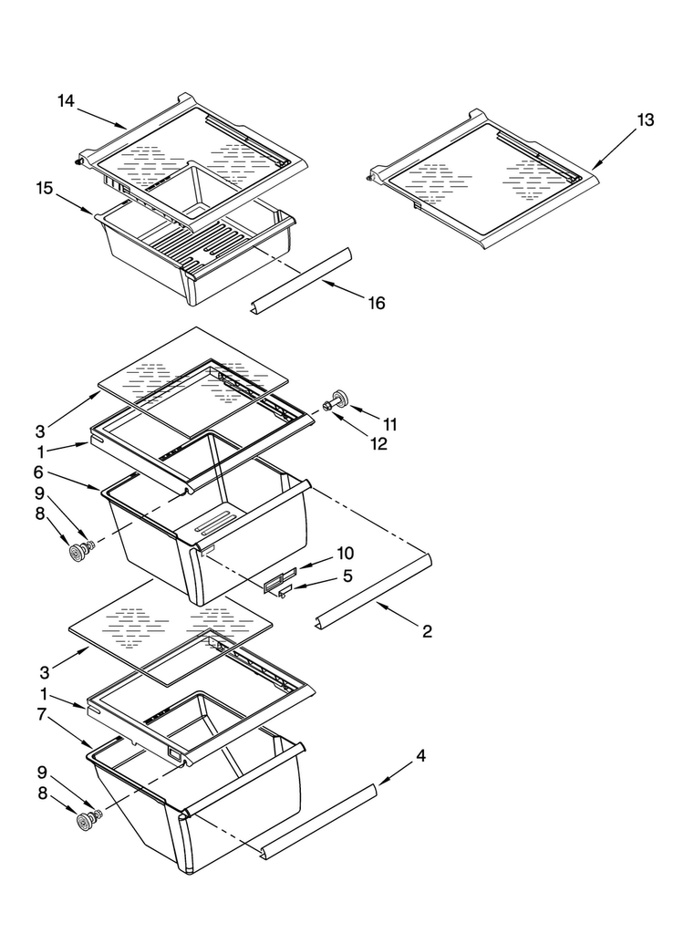 Refrigerator Shelf Parts Diagram and Parts List for MSD2274VEA00  Maytag Refrigerator